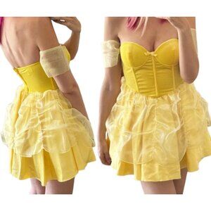 Dolls Kill Yellow Strapless Bustier Mini Dress